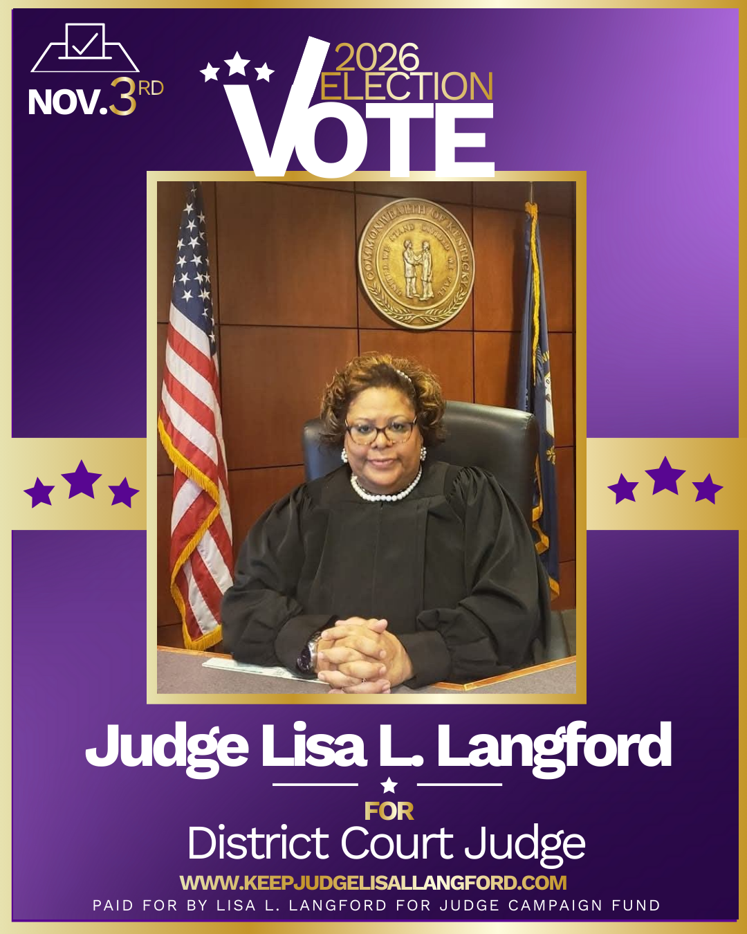 Vote Judge Lisa L. Langford for District Court Judge 2026